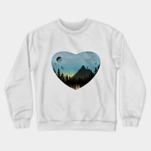 Valentine's Day Heart Mountains Painting Crewneck Sweatshirt